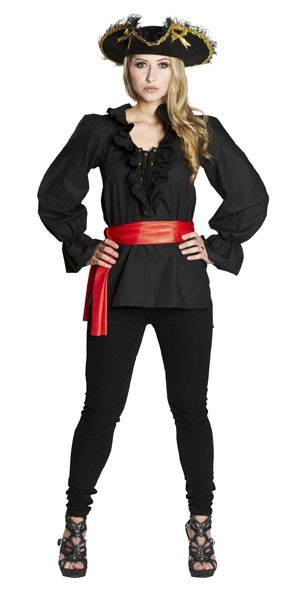 Schwarze Piratenbluse Kira Für Damen