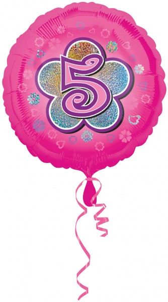 Folienballon Zahl 5 in Pink