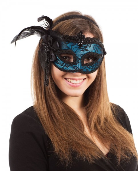 Hochwertige Venezia Maske Mit Feder