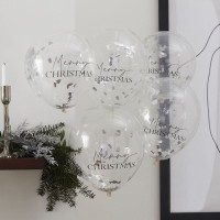 5 Merry and Bright Konfettiballons 30cm