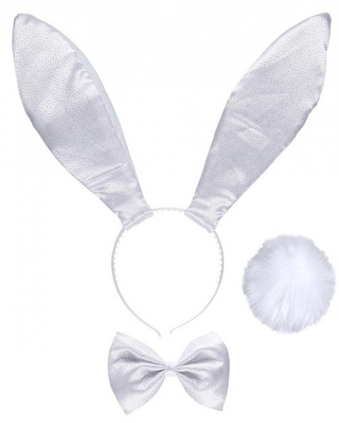 Glitzer Schneehasen Set 3-teilig