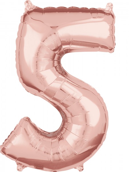 Zahl 5 roségold Folienballon 66cm