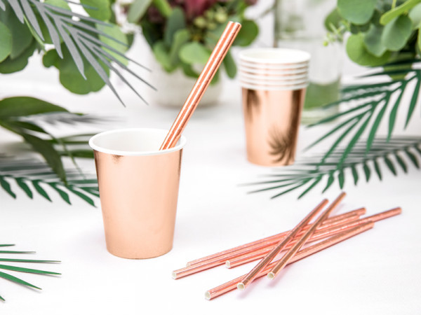 6 Roségold metallic Pappbecher 220ml