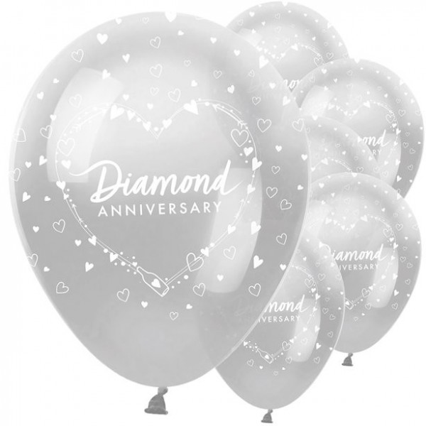 6 Diamond Anniversary Luftballons 30cm