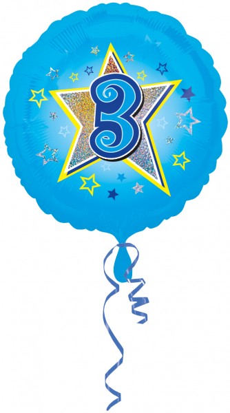 Folienballon Zahl 3 in Hellblau