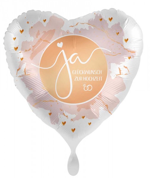 Herz Hochzeits-Folienballon ja 71cm