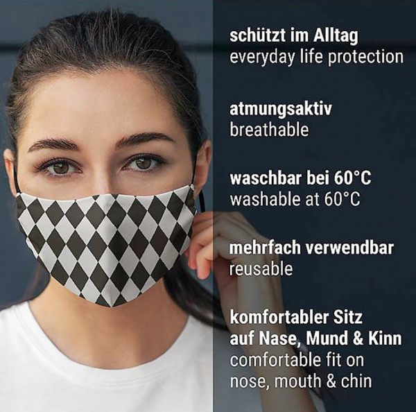 Mund Nasen Maske Harlekin weiß-schwarz 5