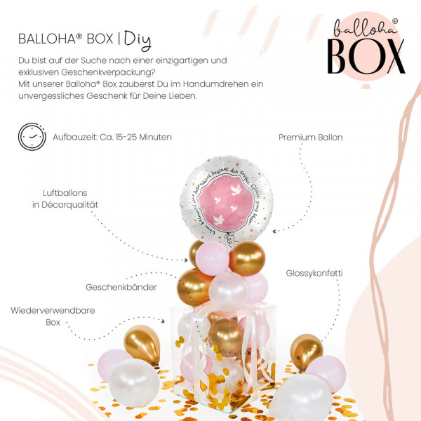 Balloha Geschenkbox DIY Taufe Glück rosa XL 3
