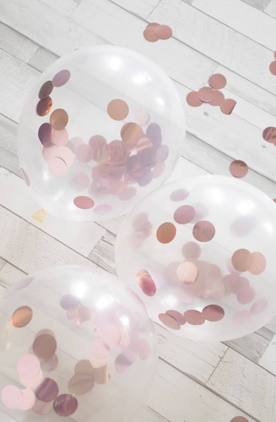 Ballon 4er Set mit Rose Gold Konfetti 30cm 2