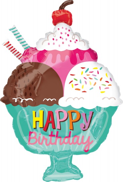 Folienballon Ice Cream Birthday 38 x 58cm