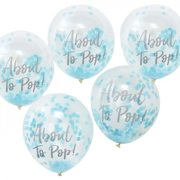 5 Oh Baby Konfettiballons blau 30cm