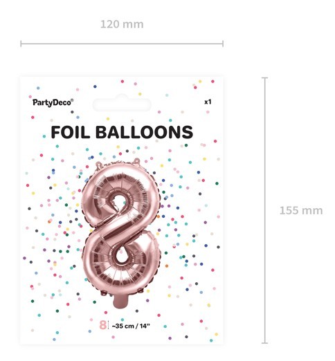 Metallic Zahlenballon 8 roségold 35cm 4