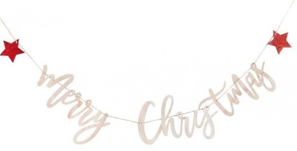Merry Christmas Holz Sternen Girlande 2m