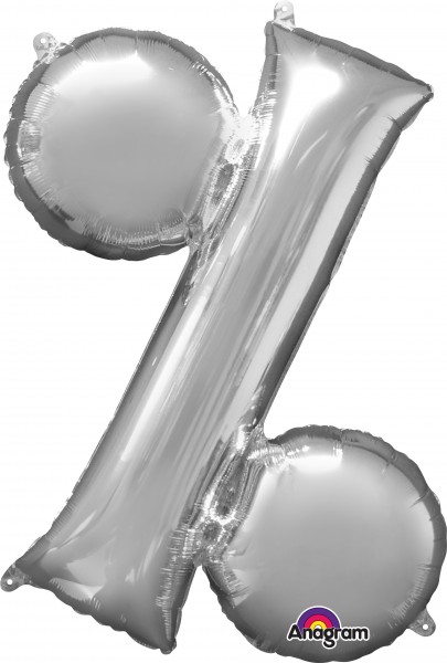Folienballon Symbol Prozent silber 91cm