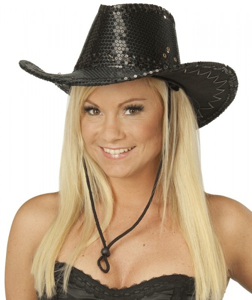 Schwrazer Pailletten Cowboyhut