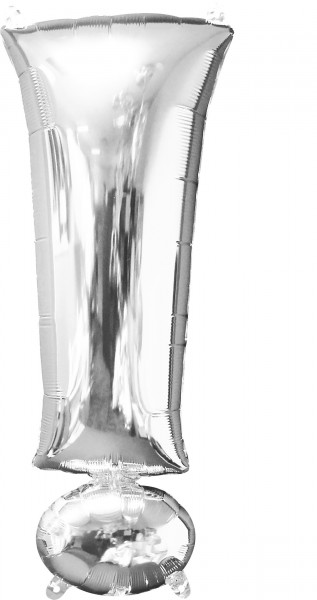Folenballon Ausrufezeichen ! in Silber 38 x 91cm