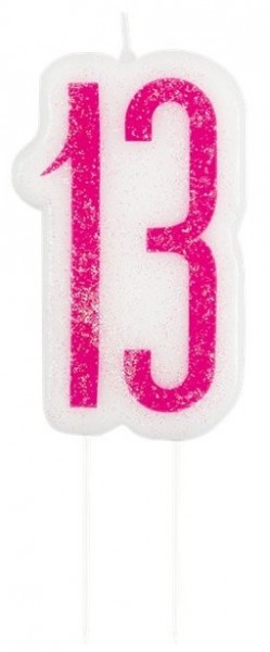 Pink Dots 13th Birthday Tortenkerze 7 x 5cm