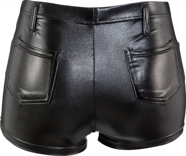Sexy Lederoptik Hotpants Schwarz