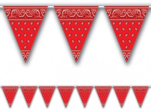 Rote Western Bandana Wimpelkette 370 cm