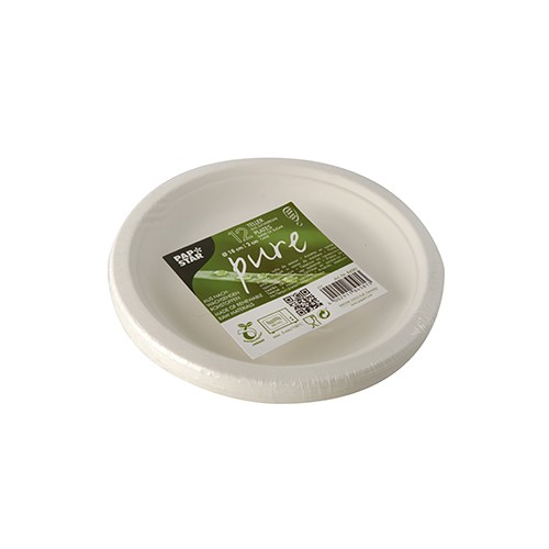 12 Runde Zuckerrohr Teller Tosca 18cm