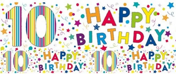 10. Geburtstag fröhlicher Folienbanner 2,6m