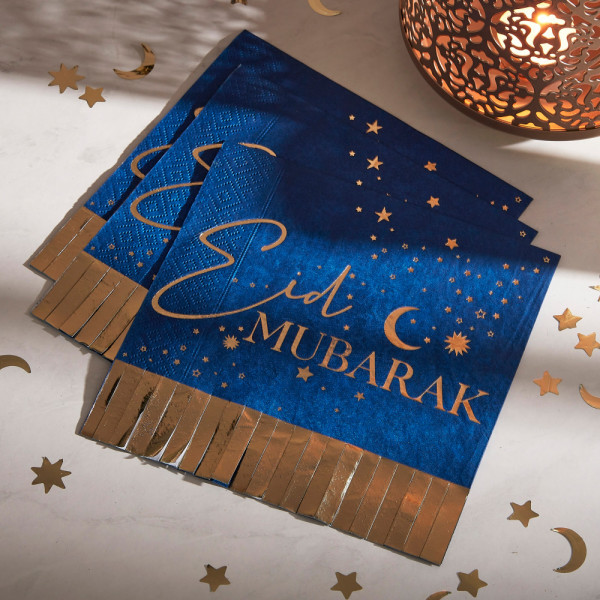 16 Gold Moon Eid Mubarak Servietten 16,5cm