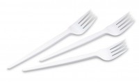 25 Party Buffet Gabeln Weiß 16,5cm