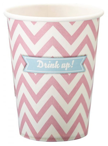 8 Rosa Drink up Pappbecher 250ml