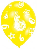 Förhandsgranskning: 6 färgglada ballonger 6-årsdag 27,5 cm