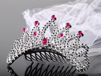 Haarkamm mit glitzernder Tiara und Schleier