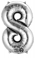 Zahlenballon 8 silber 83cm