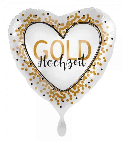 Gold Hochzeit Herz Folienballon 71cm