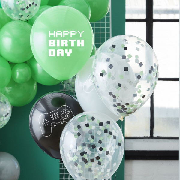 5 Gamer Eco Party Ballons 30cm
