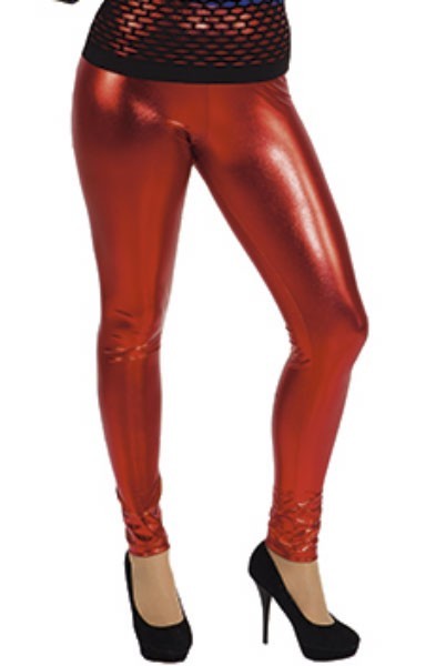 Rote Metallic Look Leggings