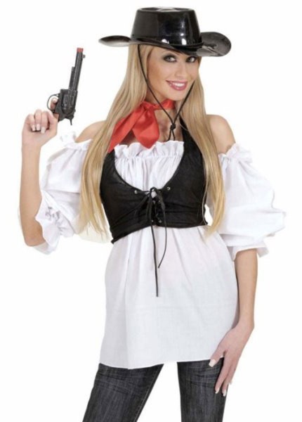 Schicke Westernmädchen Bluse weiß