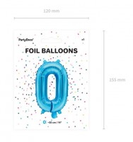 Vorschau: Zahl 0 Folienballon azurblau 35cm