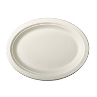 12 Ovale Zuckerrohr Teller Aleko 32 x 25,5cm
