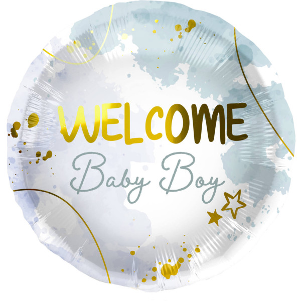 Aquarell Baby Boy Folienballon blau 45cm