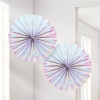 2 Perlemutt Papierfächer Deep Sea 30cm