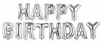 Folienballon Happy Birthday Set silber 35cm