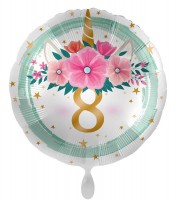 8. Geburtstag Ballon Boho Einhorn 71cm