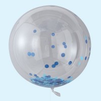 Vorschau: 3 Hooray Konfettiballons blau 91cm