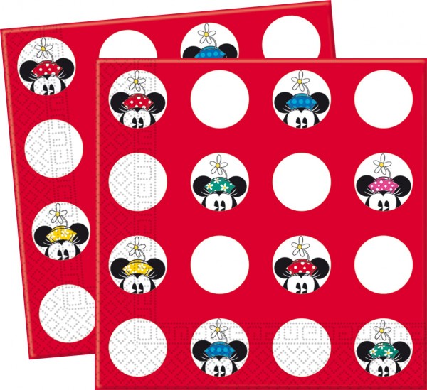20 Minnie Mouse Punkte Servietten Rot 33x33cm