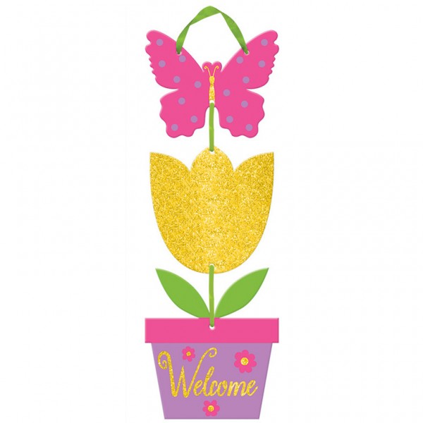 Glitzer Spring Welcome Schild