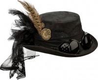 Vorschau: Schwarzer Rocker Fedora Hut