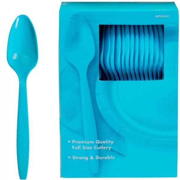 Türkisfarbenes Plastik Löffel Set 14,5cm