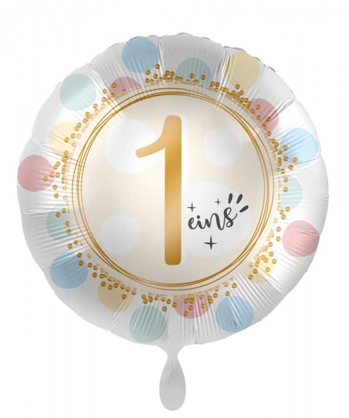 1. Geburtstag Folienballon soft Dots 45cm