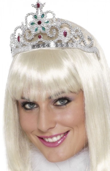 Blumen Steinchen Diadem Silber
