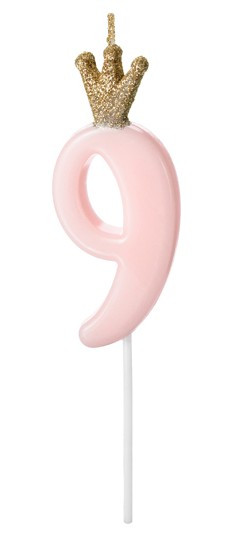Birthday Queen Zahl 9 Tortenkerze 9,5cm