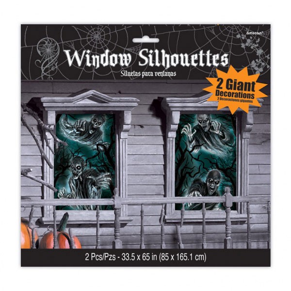 2 Halloween Geister Fensterbilder 165x85cm 2